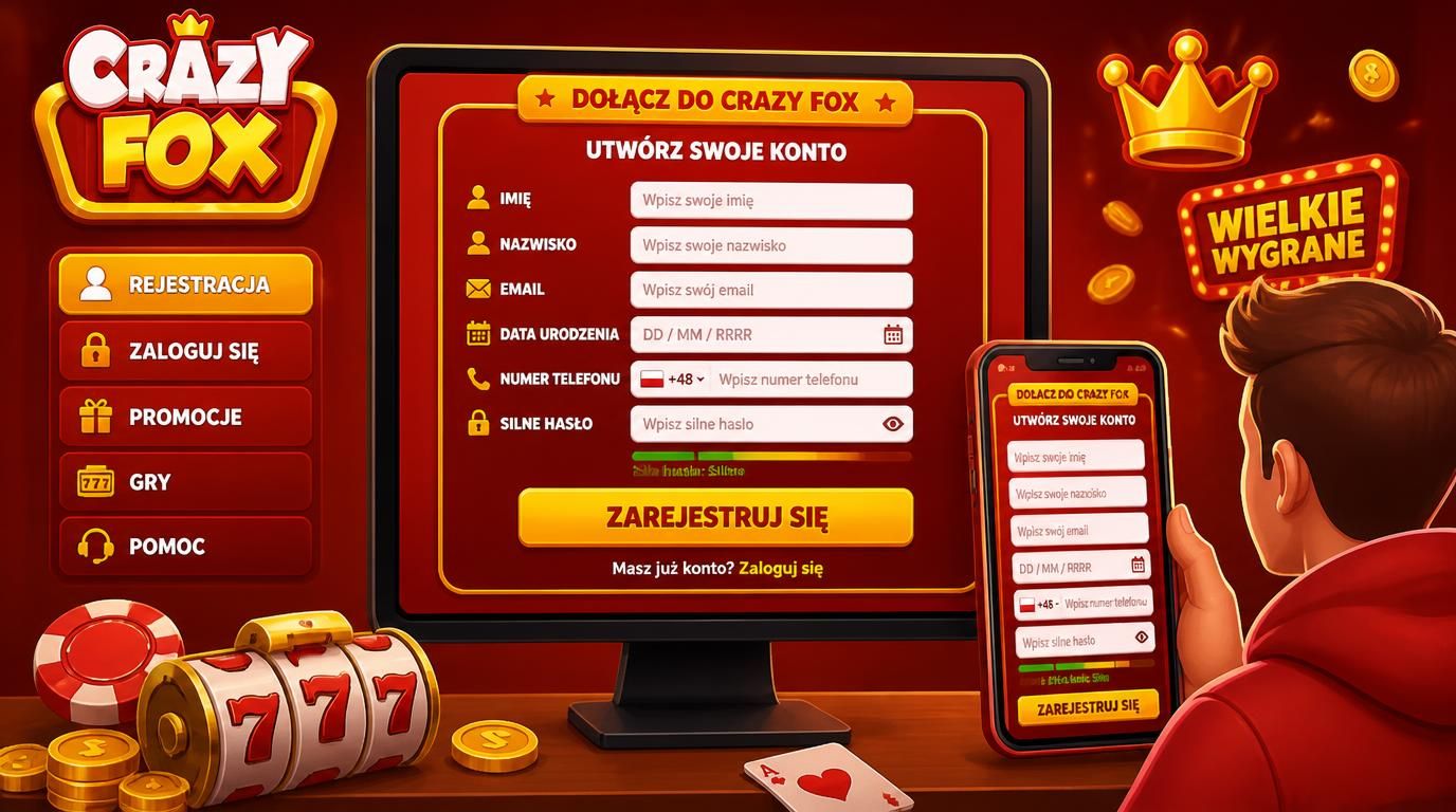 formularz rejestracji na ekranie smartfona z wymaganymi polami